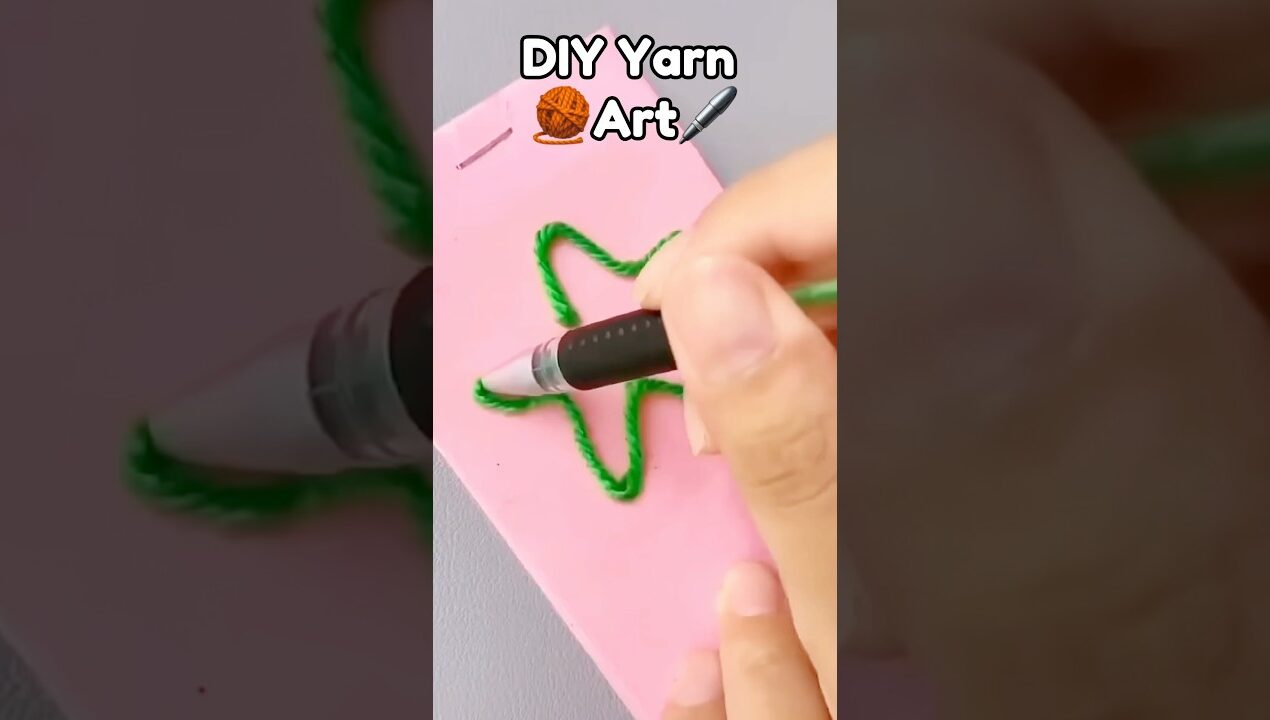 🖊️DIY easy Yarn Art!? #diy #crafts #craft #papercraft #cutecrafts #thingstodo #cute