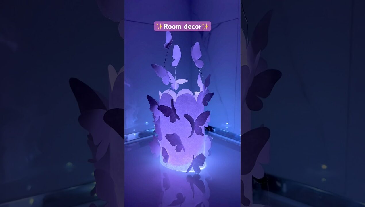 Cute night light idea🦋 #roomdecor #diy #craft #light #butterfly