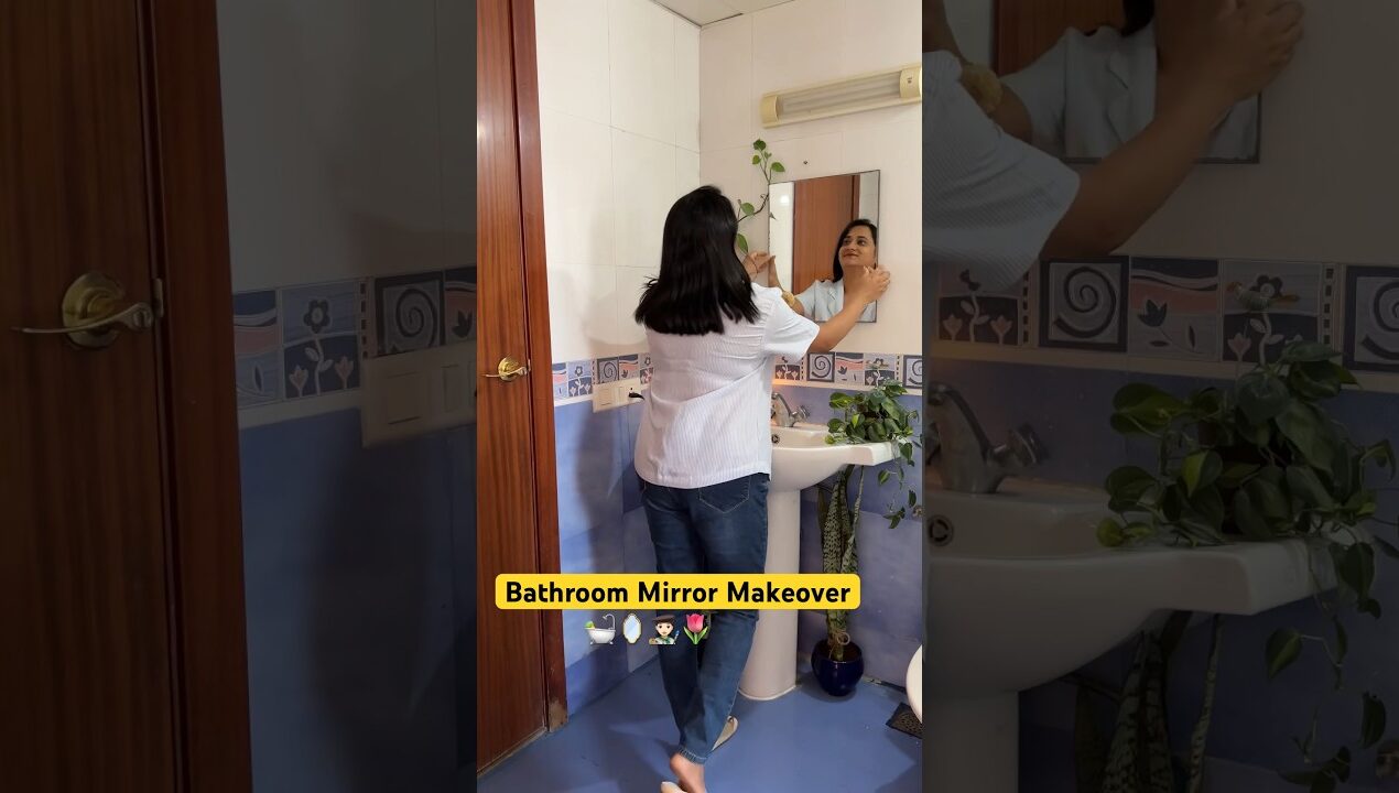 DIY Bathroom Mirror😍 #shorts #diy #diyideas #diyhomedecor #diycrafts #youtubeshorts #amazonfinds