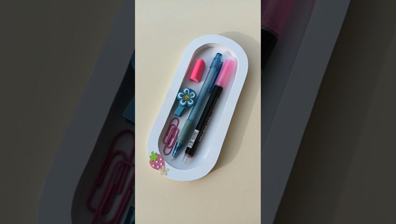 DIY Cute Stationery Holder 🍓 | Easy Craft Idea #shorts #organizer