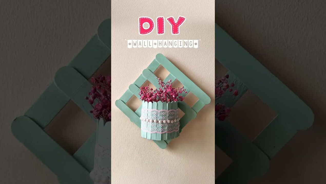 🌸 DIY Aesthetic Wall Hanging | Easy Popsicle Stick Home Decor #shorts #diy #viralshort #trending