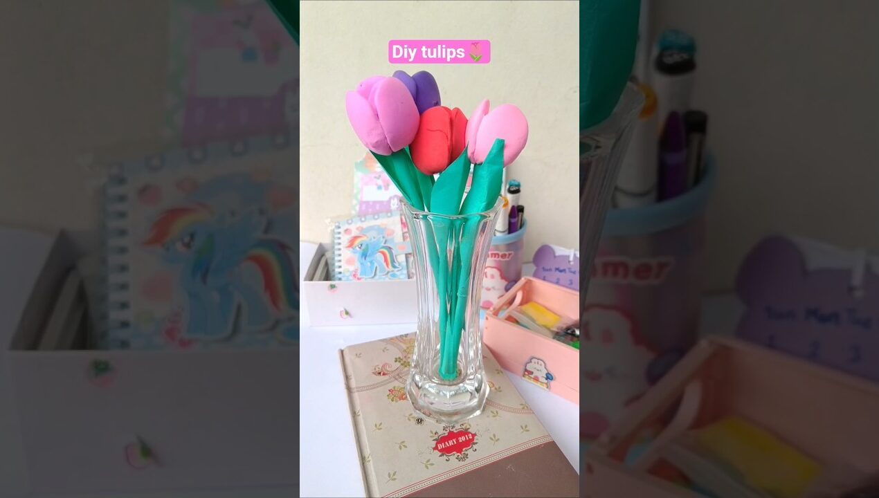DIY Tulip with super clay||Easy craft ideas #shorts #diy #craft #youtubeshorts