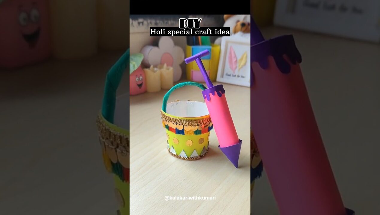 DIY holi special craft || DIY holi bucket and pichkari #diy #holicraft #holiidea #happyholi #craft