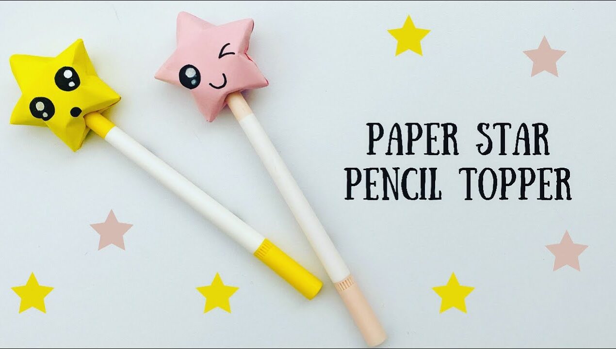 DIY Paper Star ⭐️ Pencil Topper 🤩 / Pen Decoration Ideas | Origami Star #shorts 1 minute craft