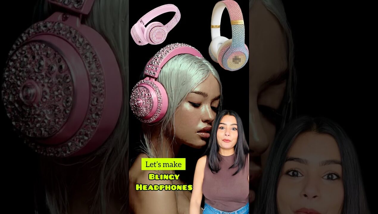 Blingy Headphone mei itne STONES lagae😱 #crafteraditi #handmade #DIY #shorts #blingy @CrafterAditi