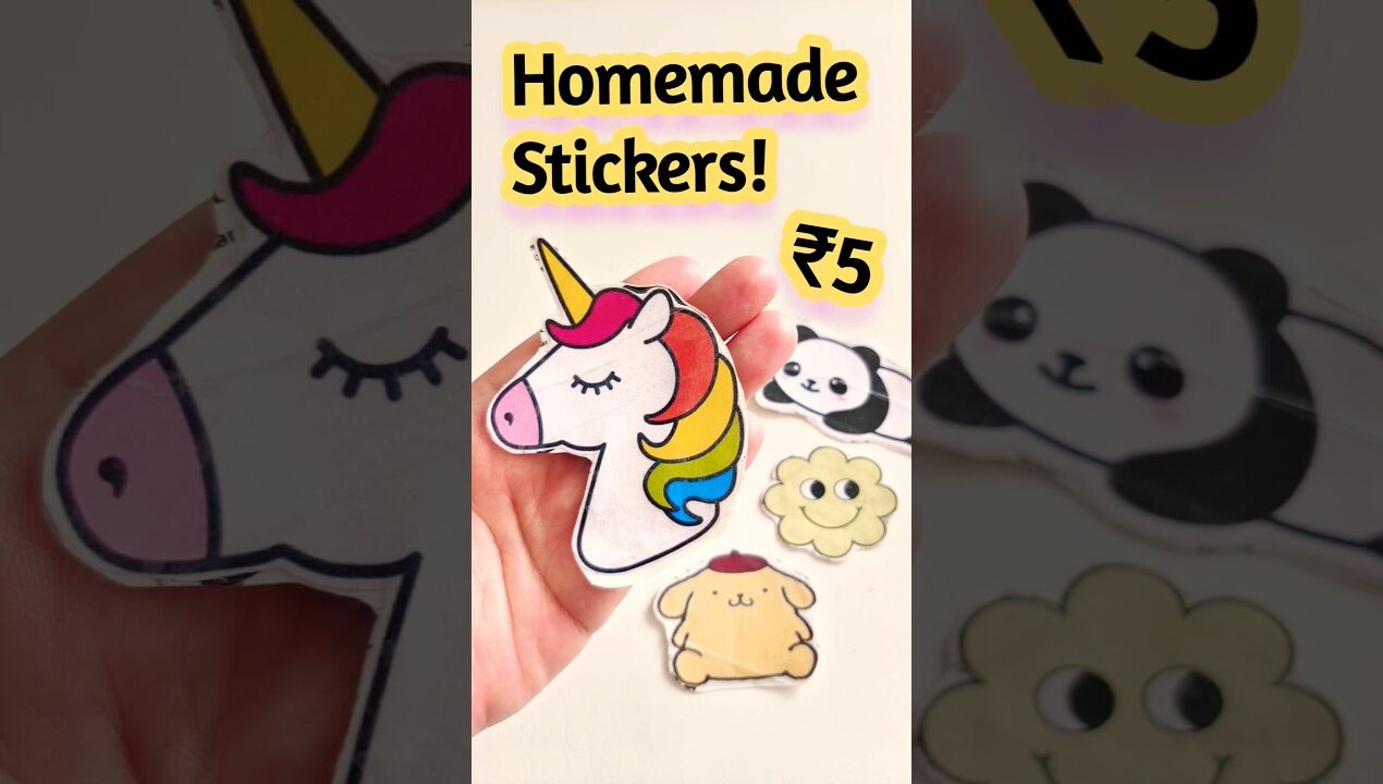 Homemade Stickers in Just ₹5 😲💕✨ best out of waste ✨ art and craft/ diy craft #shorts #craft #diy