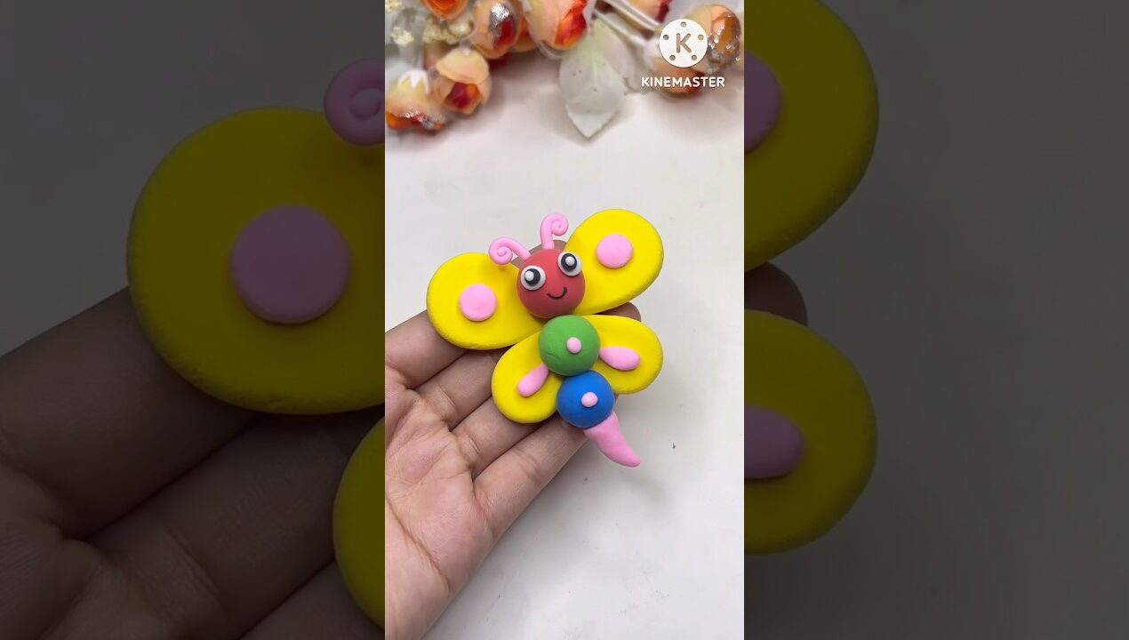 DIY idea 💡 super easy clay diye butterfly 🦋 banano🥰#trending #music #diy #craft #clay #funny