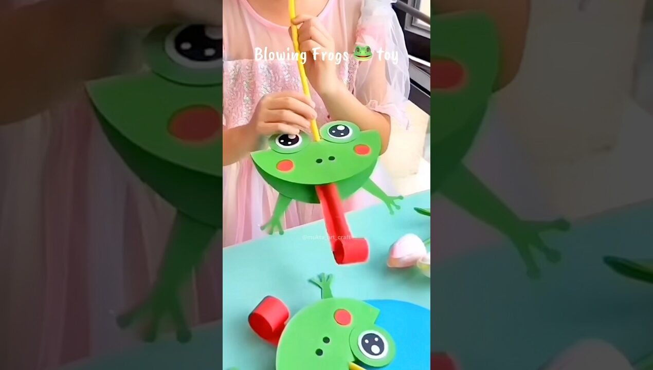 DIY Blowing Frog 🐸 #shorts #art #diy #muktaartandcraft #youtubeshorts