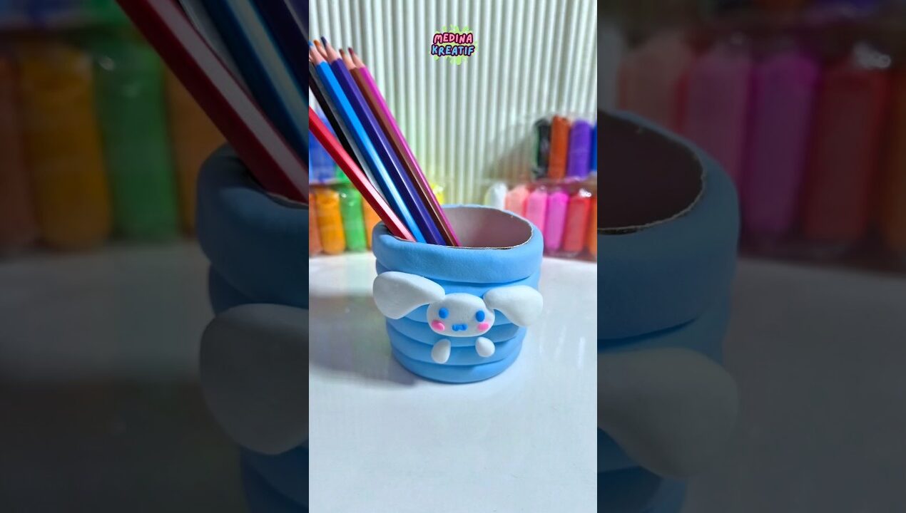 DIY Cute Pen Holder #clay #polymerclay #diy