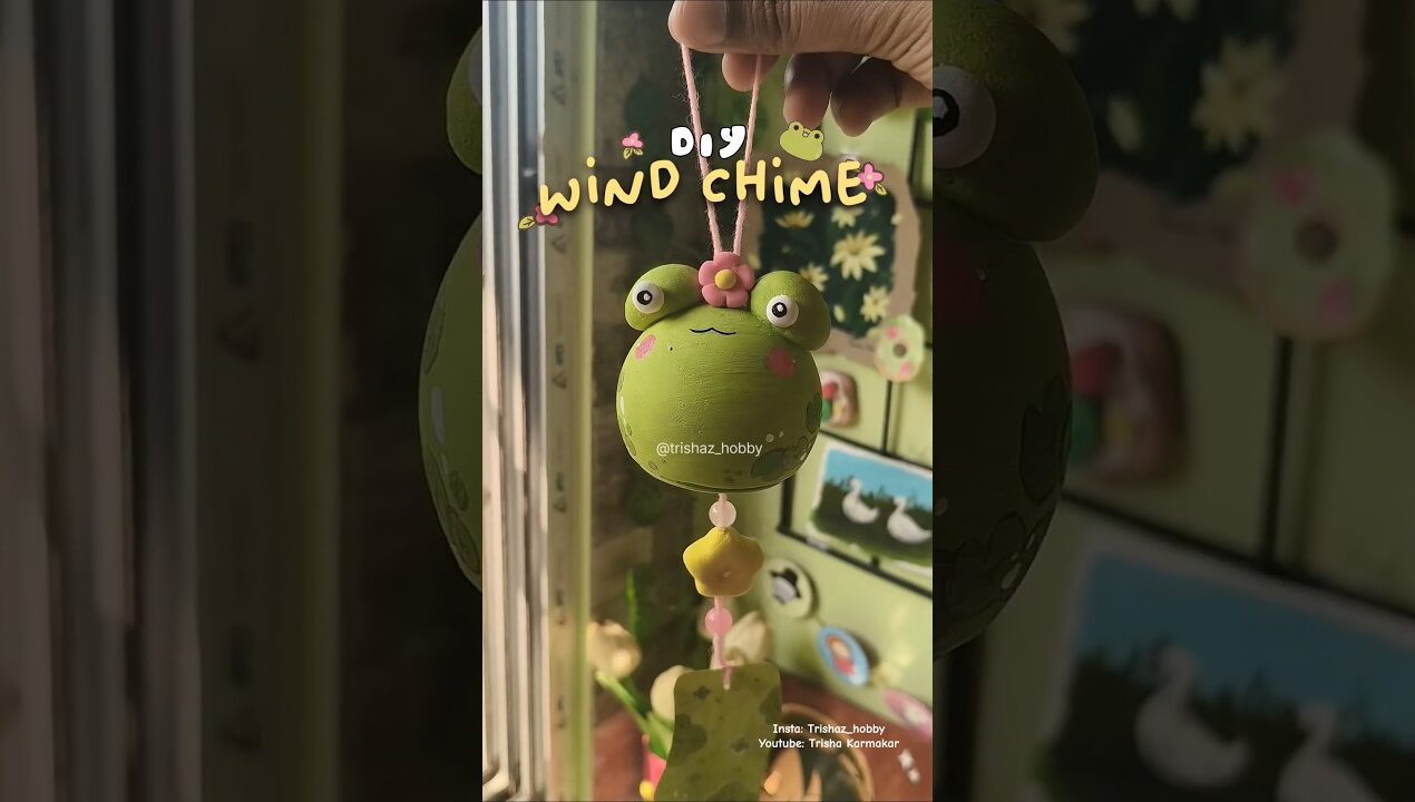 Cute & Easy Wind Chime🐸 idea using old bulb💡#viralvideo #diy #claycraft #bestoutofwaste