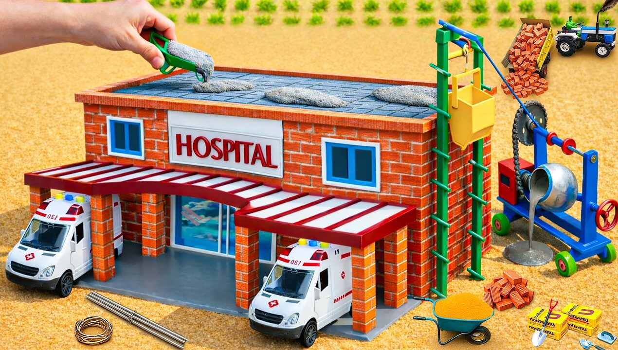 DIY Construction Science Project – Building a Modern Fireproof Hospital & 2-Story Garage with Bricks