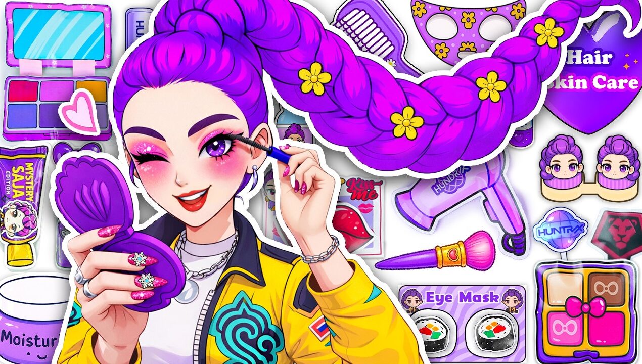 🎀Paper DIY🎀KPOP DEMON HUNTERS Couple Rumi x Jinu Family Unboxing 💄Glow Up + Skincare + Makeup | Hana