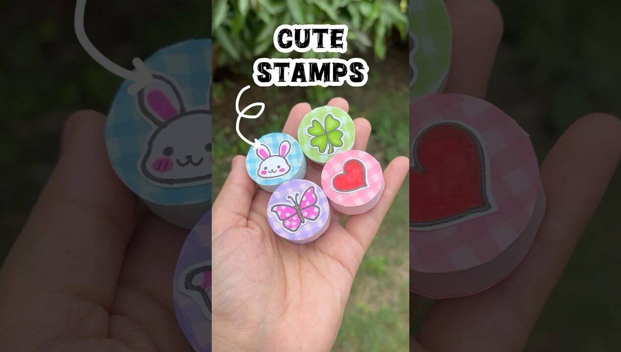 🌆DIY Cutest Handmade Mini Stamps 🦋 #diy #craft #papercraft #art #shorts