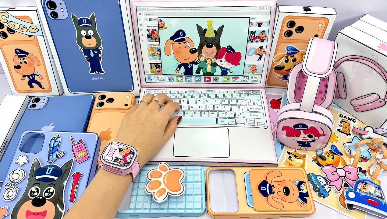 (🍎Paper DIY🍎) Apple X LABRADOR Sheriff Blind Bag 1000$| Dobie, Papillon| Iphone, Macbook, IPad| ASMR