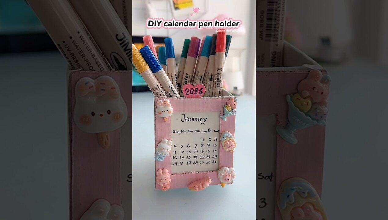 DIY cute calendar pen holder 😍✨#shorts #art #diy #craft #muktaartandcraft #youtubeshortsfeed