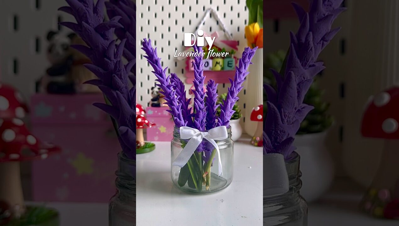 Diy lavender flower #shortviral #shorts #diy #crafing #clayart #diyflowers