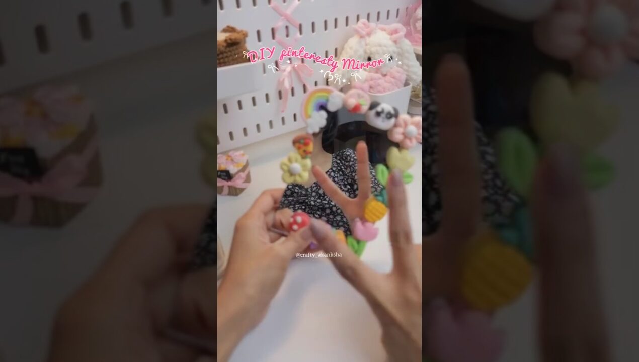 DIY Pinteresty Cute Mirror 🩷🎀#diy #shorts