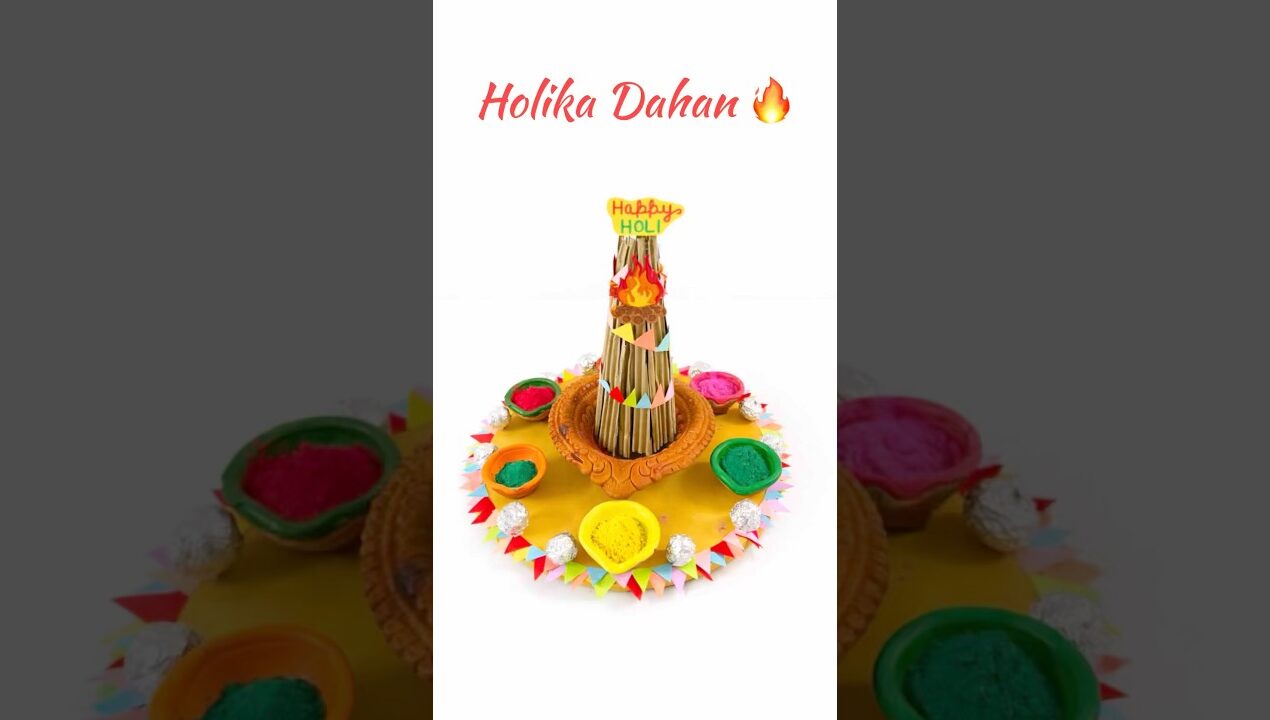 Happy Holi DIY 🔥 Mini Holika Dahan Craft at Home #diy #holi #holispecial #handmade #short #viral