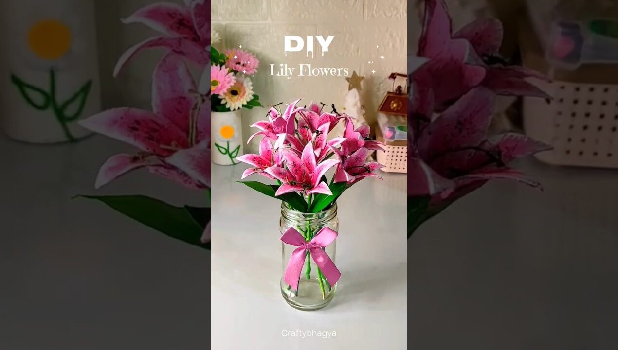 DIY Lily Flowers | Egg tray flower making ideas 🌸✨#shorts #diy #handmade #flowers