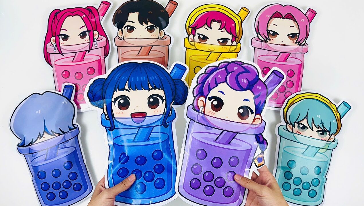 💜 Paper DIY🥛 KPOP DEMON  HUNTER MILKTEA Blind Bag ASMR Unboxing | How to make blind bag
