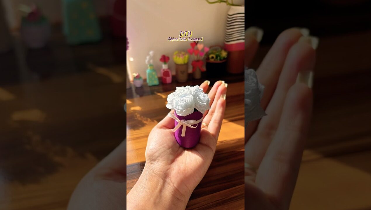DIY Ribbon Rose Bouquet 🌹 | Easy Handmade Gift Idea 🎁  #diy #craft