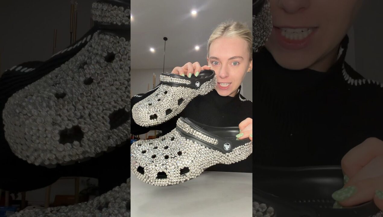 I need to get invited to a fancy party 💎🐊 #diy #craft bedazzling my crocs with rhinestones