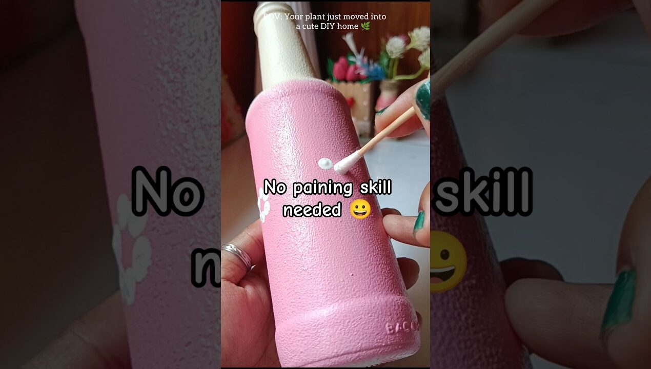 The Easiest Bottle Craft – No Painting Skills Needed 🌸#diy #artshorts #shortsviral #acrylicpainting