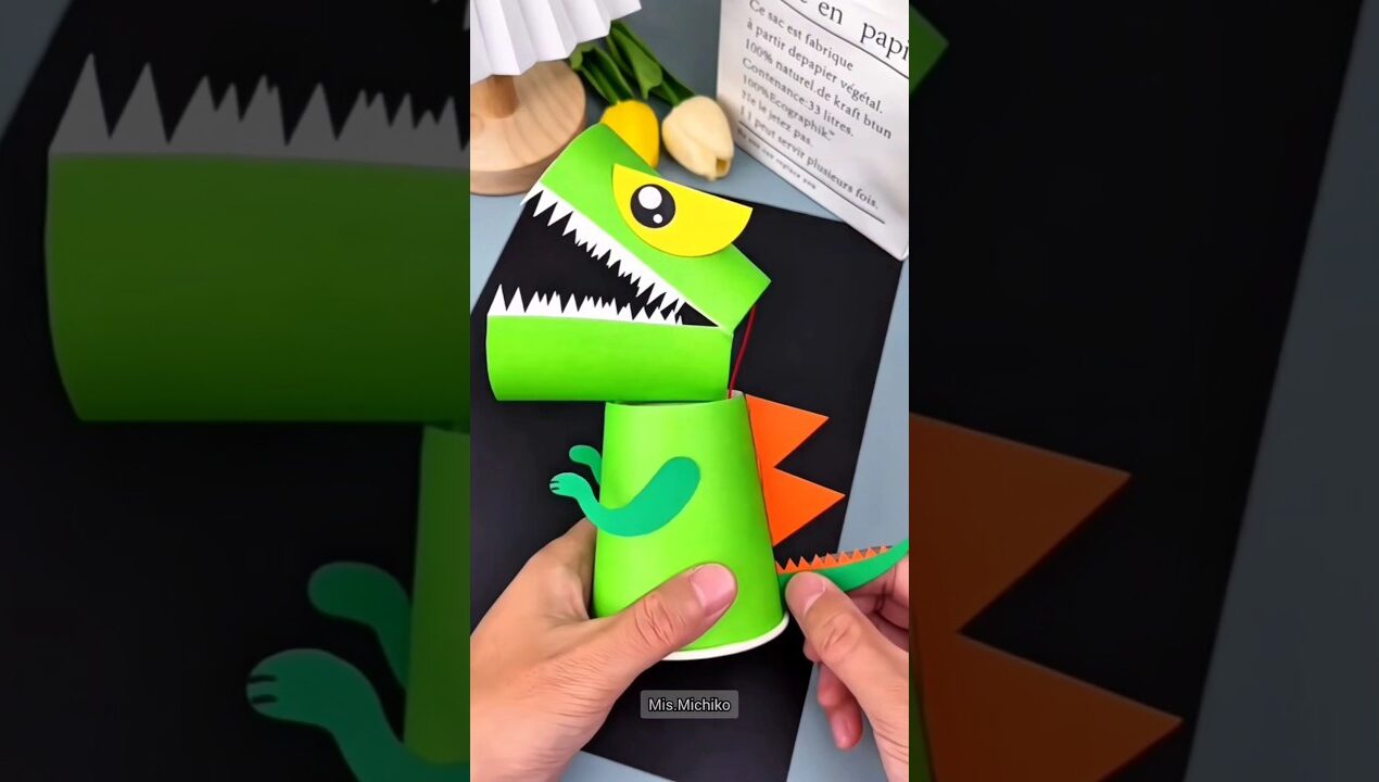 Diy paper 🦖 Dinosour craft #diy #papercraft #origami #ytshorts #trend #shorts #heenacraft_and_art