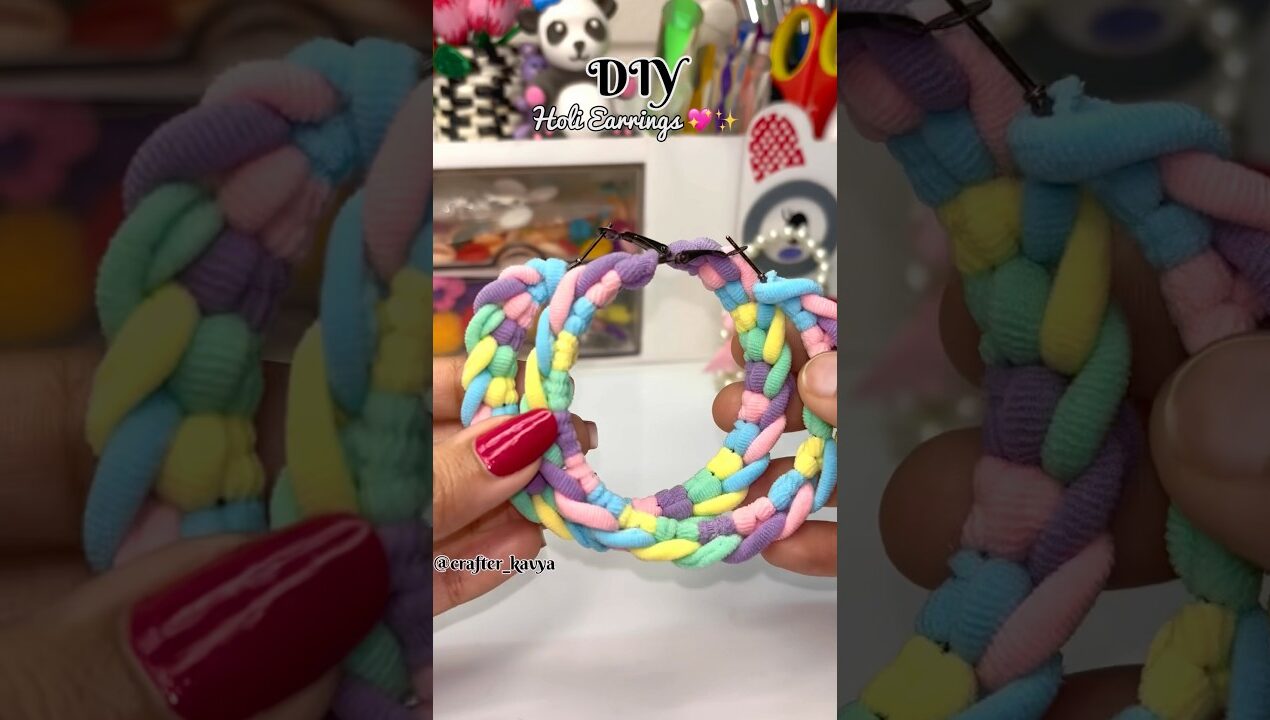 DIY Holi Earrings 🌸 #sorts #trending #holi #holispecial #earrings #craftideas #ytshorts
