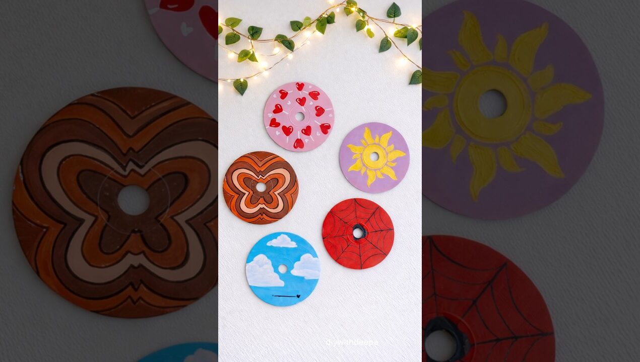 painting on cds #shorts #viralvideo #trending #diy #artshorts #painting #cdcraft #walldecor #aesthe