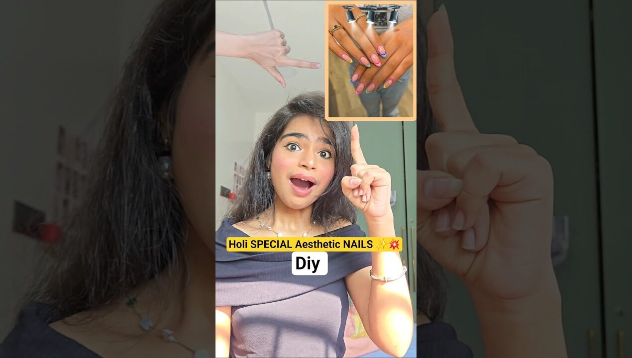 Holi SPECIAL Aesthetic NAILS ✨️💥 #shorts #minivlog #ashortaday #tranding #vlog #diy #mehndi #nails