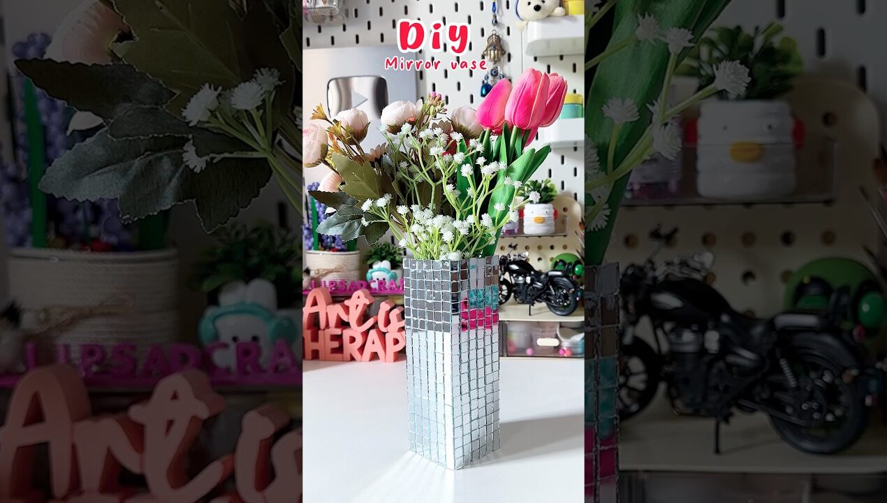 Diy Mirror Vase Craft🪞🪞#shorts #viralshort #reuse #diy #handmade #crafting #trending