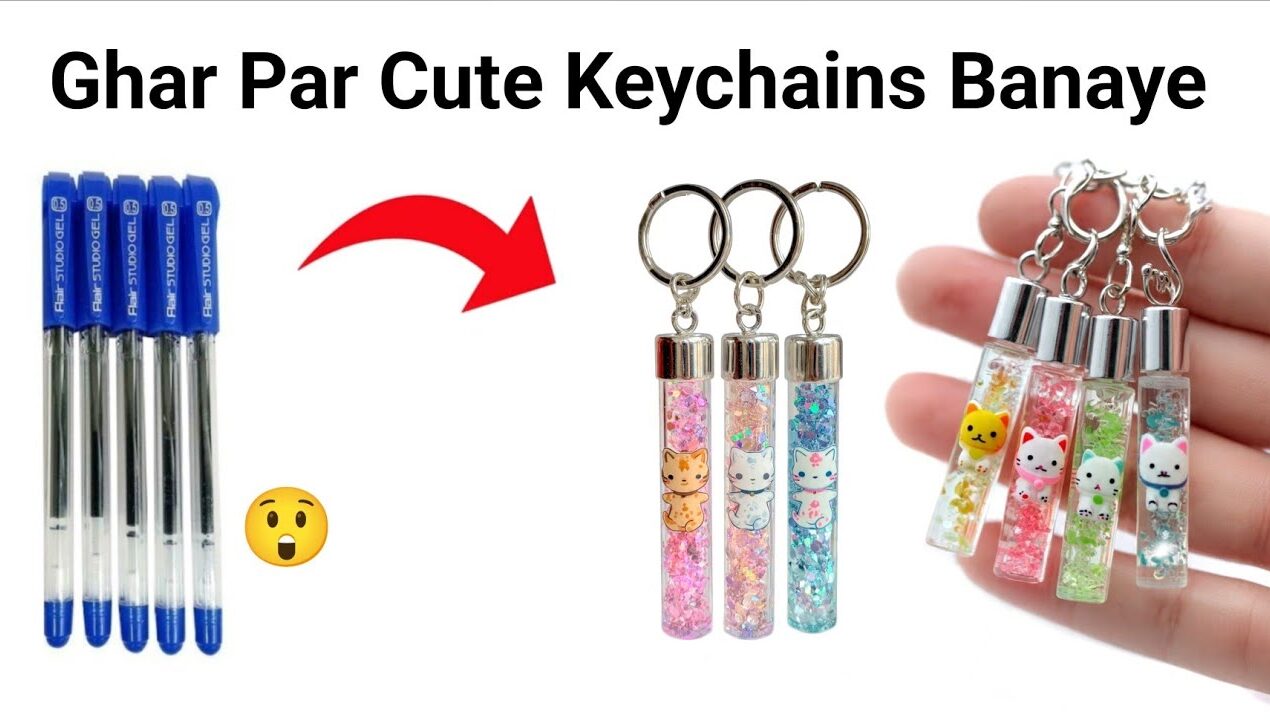 How to make Keychain from waste materials /Homemade glass keychain/DIY gift Keychain/Labubu Keychain