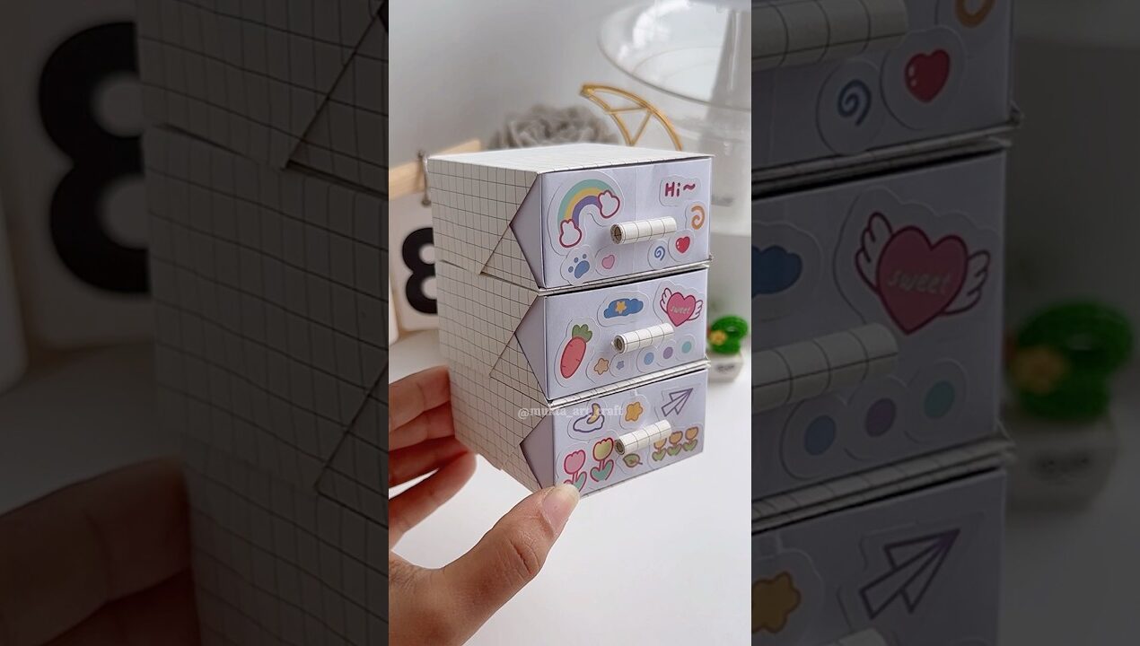 🗄️DIY 3-tier Paper Cabinet Easy ✨ #shorts #art #diy #craft #youtubeshorts