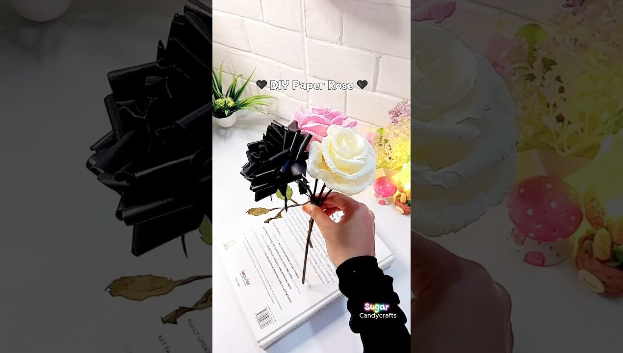 Super Aesthetic Black Rose using Regular Paper /DIY paper Flower