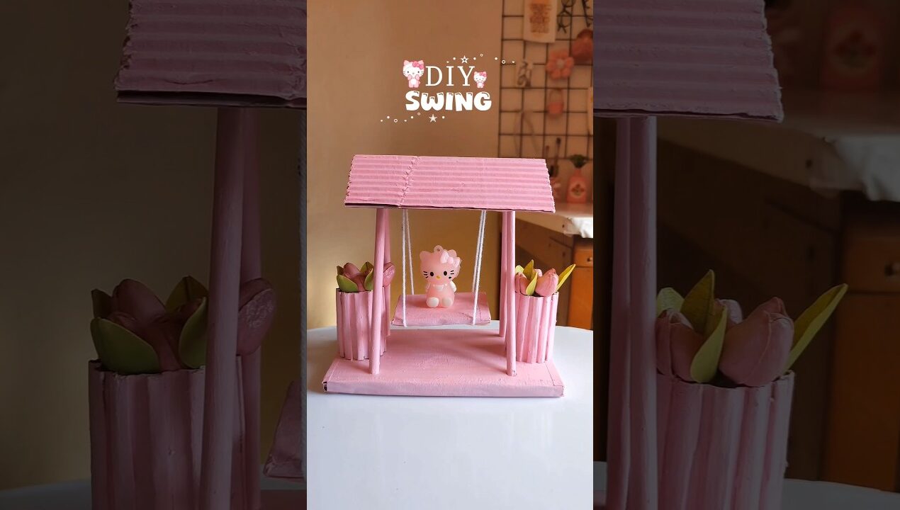 Diy Swing 🩷 || Aesthetic crafts for room Decor #shorts #diy #viral #trending #craft #art #decor