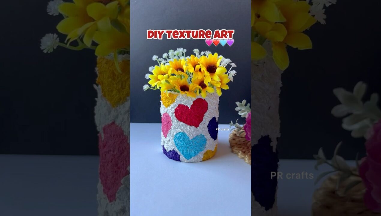 Heart texture art 🥺|| #textureart #tissueart #tissuepaperart #diy #tutorial #flowervase #penholder