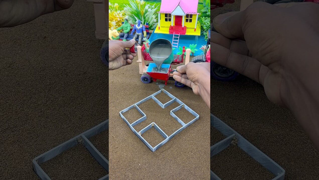 😱🔥Mini Tractor Cement Pillar Making Machine | Amazing DIY Real Working Construction Build #shorts