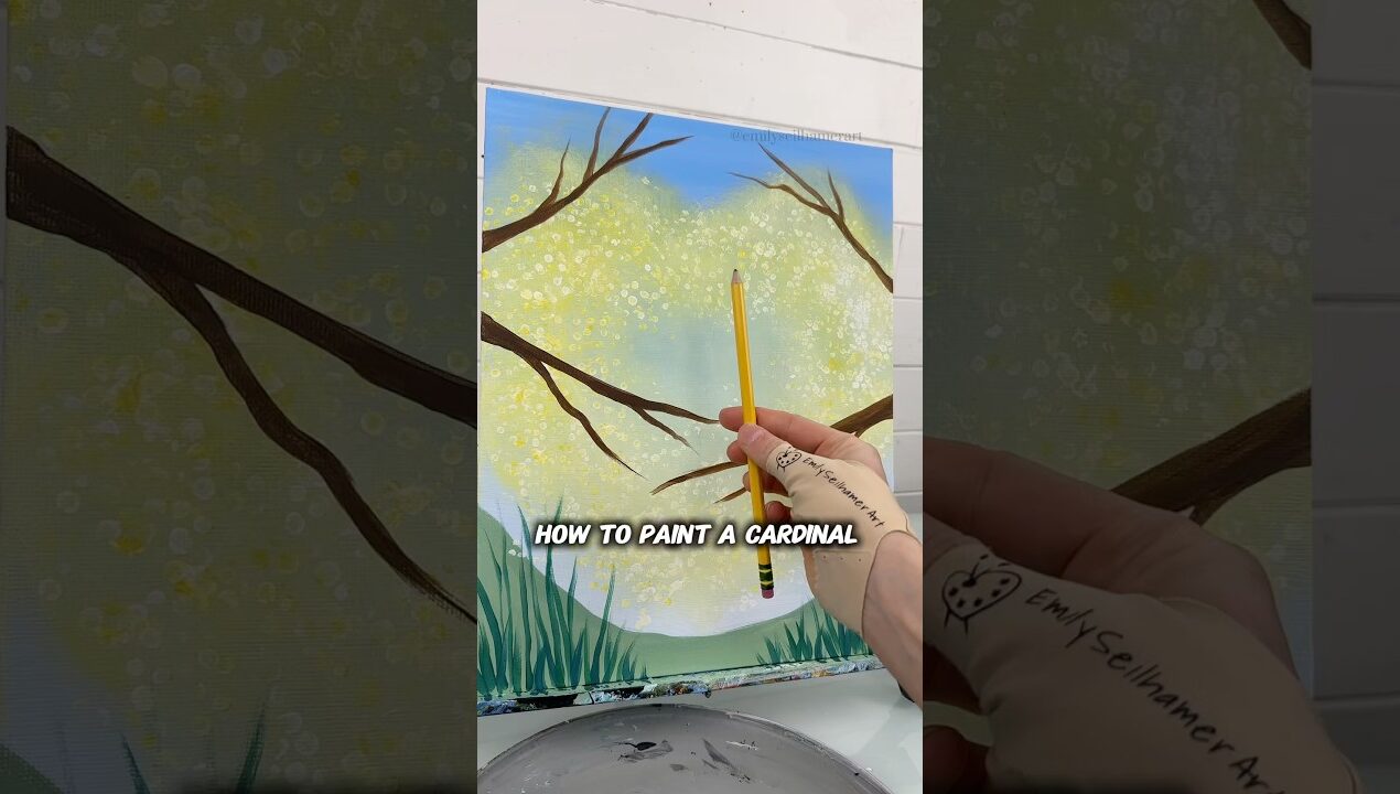 How to draw a cardinal for beginners 🎨 #springvibes #beginner #acrylicpainting #diyideas