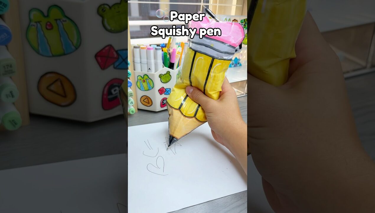 🖊️DIY giant squishy pen😉!￼ #cute #papercraft #papersquishy #diysquishy #cutecrafts #craft #crafts