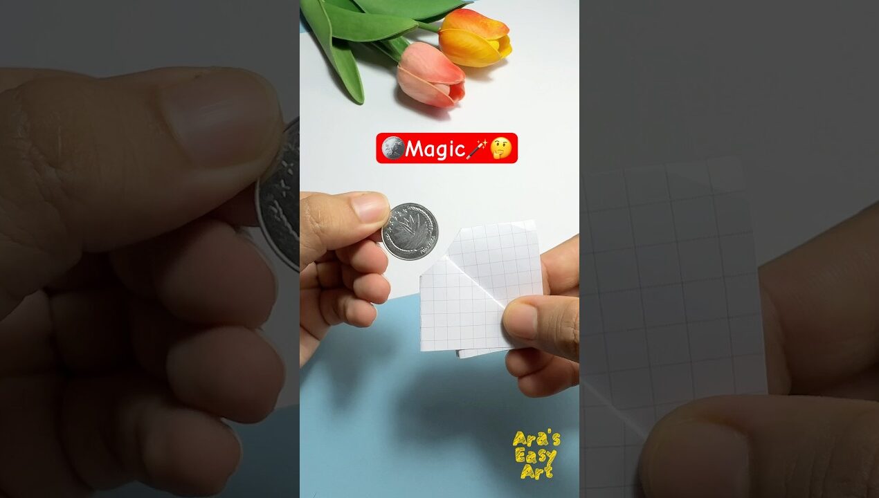 🪙Coin & Paper Magic🪄 Paper Cutting Magic 🤔 @ArasEasyArt #ytshorts #viral #magic #paper #diy