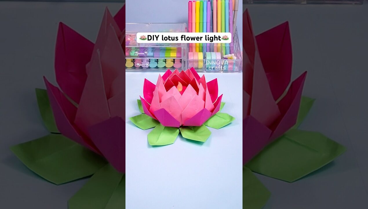 DIY Paper lotus flower light / Easy paper crafts #diy #craft #handmade #art #papercraft #paperflower