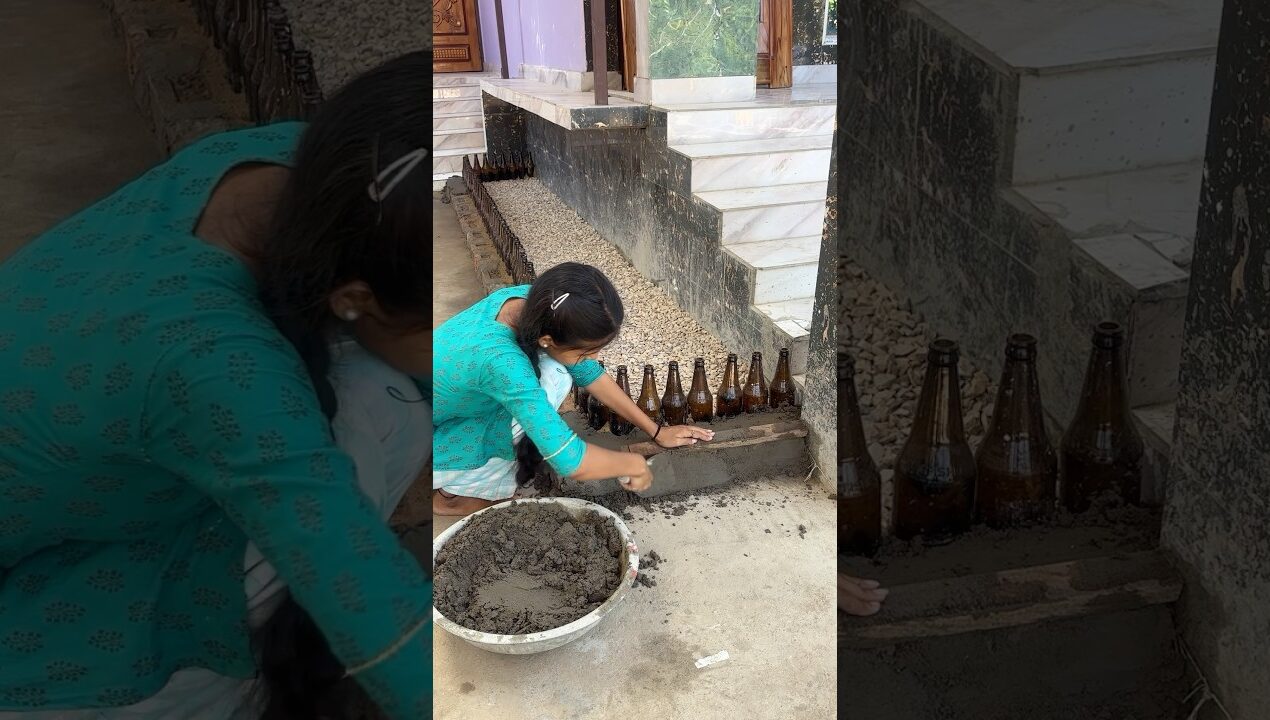 Gardening decorations idea using Kingfisher bottles 🥰 #shorts #ytshorts #crafts #diy #make