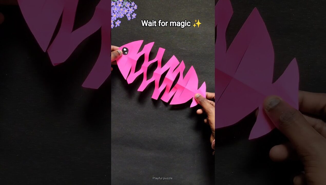 Diy fun satisfying fish toy with paper craft ideas for kids 🐟😱 #youtubeshorts #viral #kids #diy #art