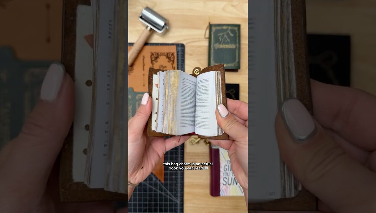 Making a Mini Leather Book Charm You Can Actually Read 📚 #diy #shorts #leathercraft