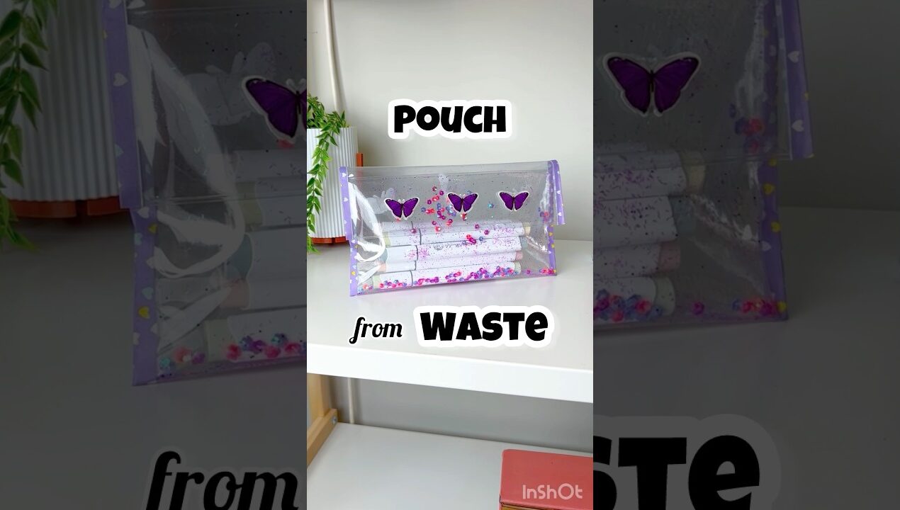 Waste Material se banaya Pouch #diy #stationery #pouch #craft