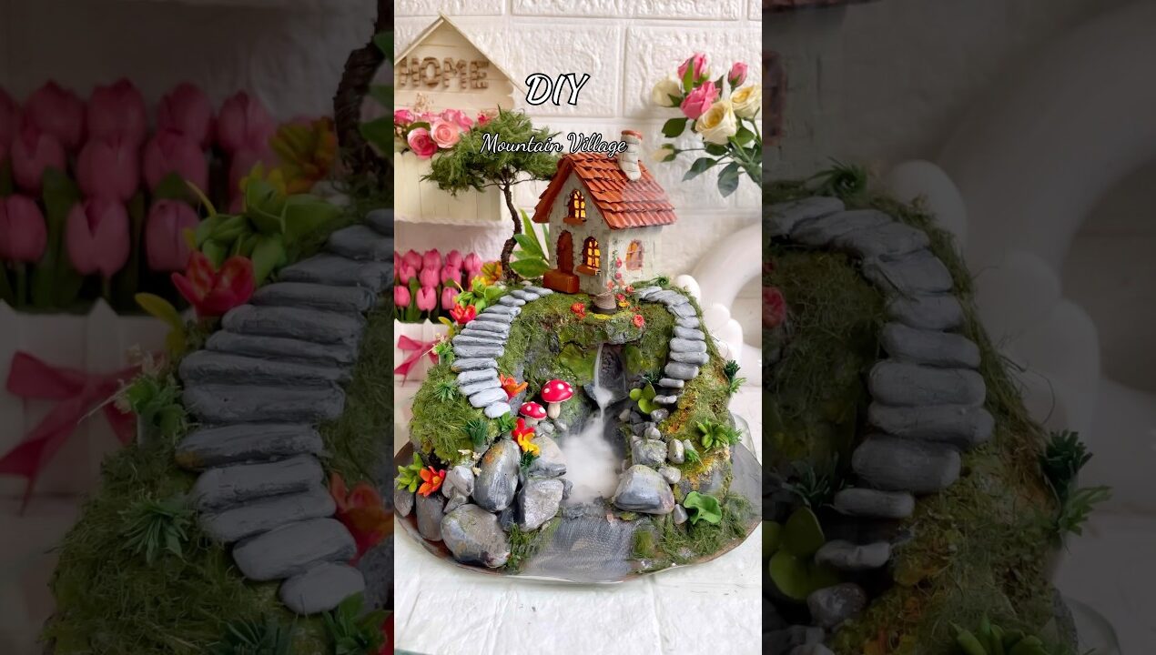 DIY Mountain Village #sorts #shortvideo #spring #viralvideo #handmade  #project #viralshort #diy