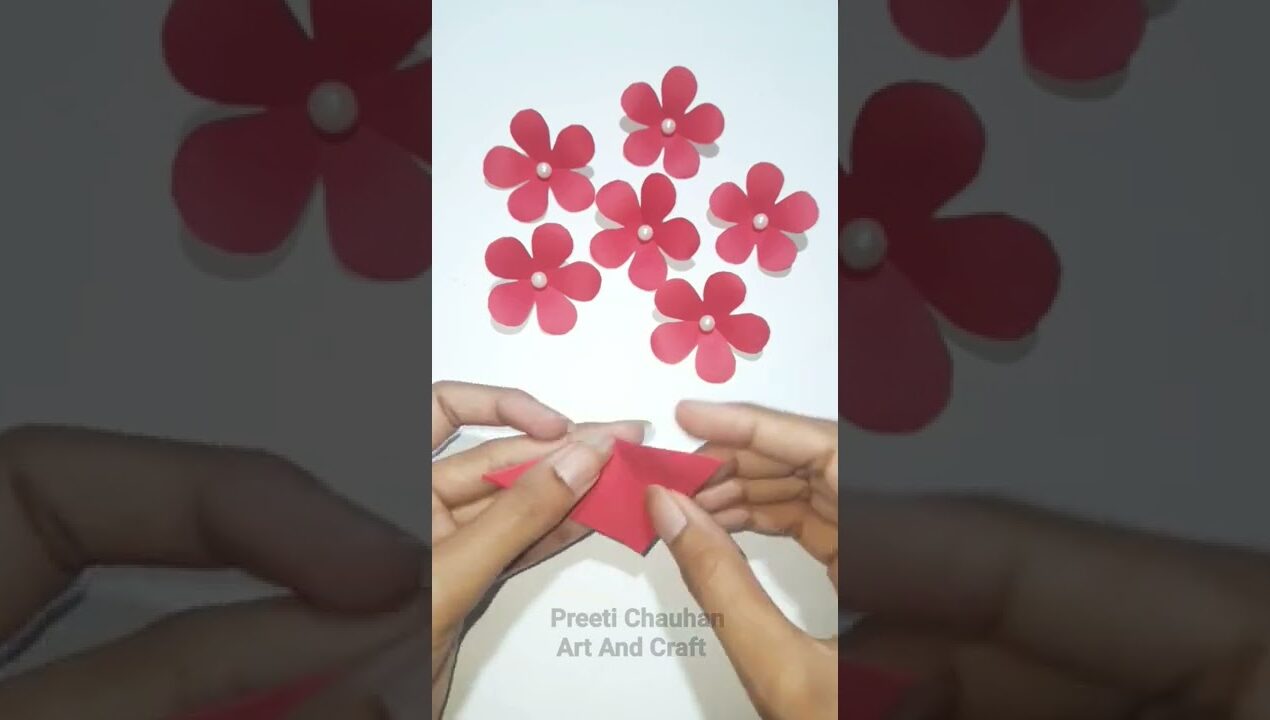 Easy Paper Flower Making Idea | How To Make 5 Petal Paper Flower | Paper Flower Craft #shorts #diy