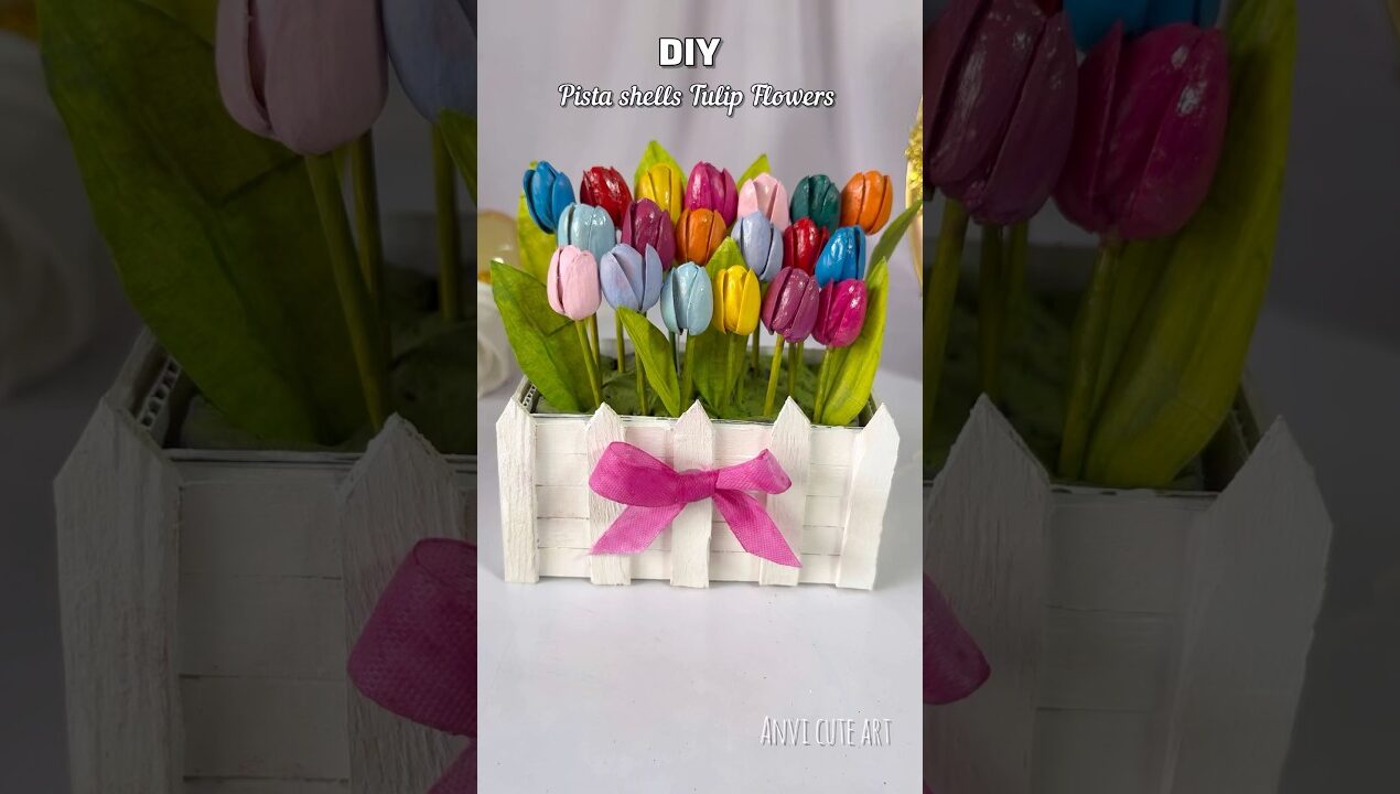 DIY pistashell Tulip #shortsviral #shorts #tulip #diy #homedecor #crafts #trending #pistashellcrafts