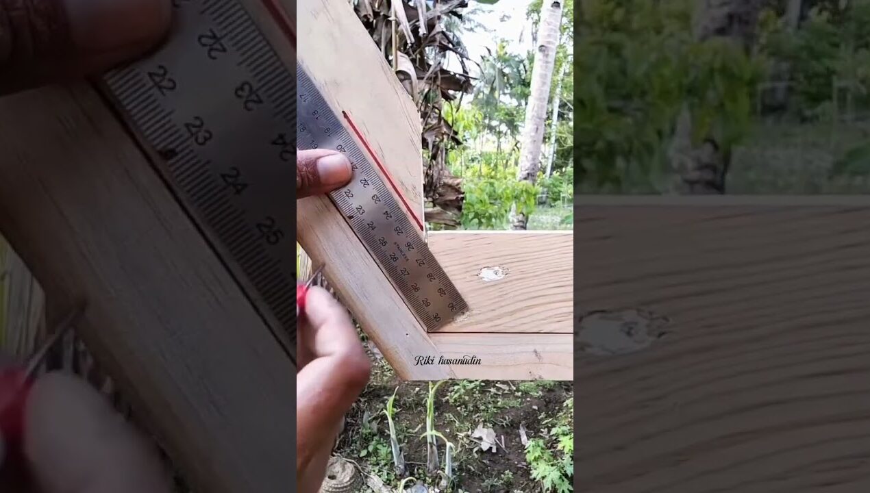 measuring the angle of the meeting of different measurements #woodworking #carpentry #diy #ideas